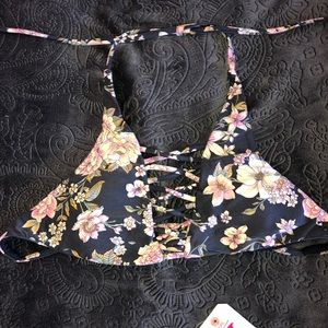 High Neck Billabong Floral Bikini Top